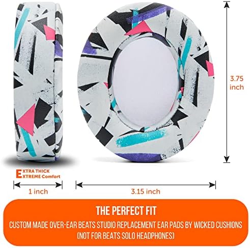 Upgrade Your Audio Experience with WC Wicked Cushions Replacement Ear Pads for Beats Studio 2 & 3 – Retro 90’s White | Luxurious PU Leather & Enhanced Foam for Optimal Sound Isolation | Perfectly Fits B0501 & B0500 Models | Not Compatible with Beats Solo | Enhanced Adhesive for Maximum Durability and Longevity