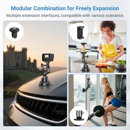 Premium Heavy-Duty Suction Cup Mount for Go Pro Hero 13 & 12 | Versatile Quick Release Action Camera Holder for DJI Osmo Action 5 Pro & Insta360 X5 | Unmatched Stability for Adventure Filming & Road Trips | Secure Car and Surface Attachment for Ultimate Performance | Ideal for Extreme Sports & Everyday Use