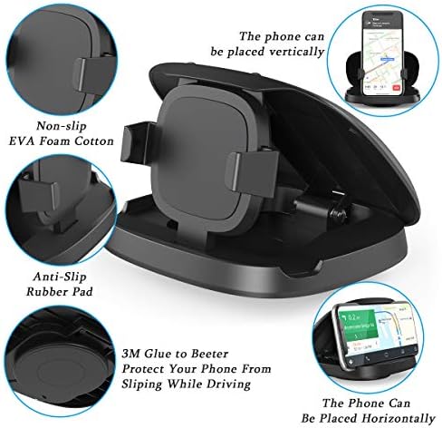 Revolutionary 360° Rotating Car Phone Holder for Ultimate Hands-Free Navigation – Versatile Dashboard Mount Compatible with i Phone, Samsung Galaxy & Android Devices – Sleek Design for Vertical & Horizontal Viewing – Enhanced Stability & Universal Fit for All Smartphone Sizes