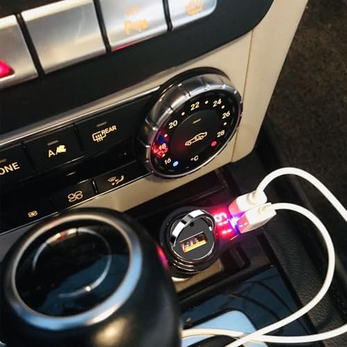 Rapid Charge Dual-Port USB Car Charger Adapter – PD45 W & QC3.0 for i Phone 16 Pro Max, i Pad, Samsung – Sleek Golden-Transparent Design for Ultimate Compatibility – Smart Circuitry Protection for Safe, Efficient Power on the Go – Compact & Lightweight Automotive Accessory for Road Trips and Daily Commutes