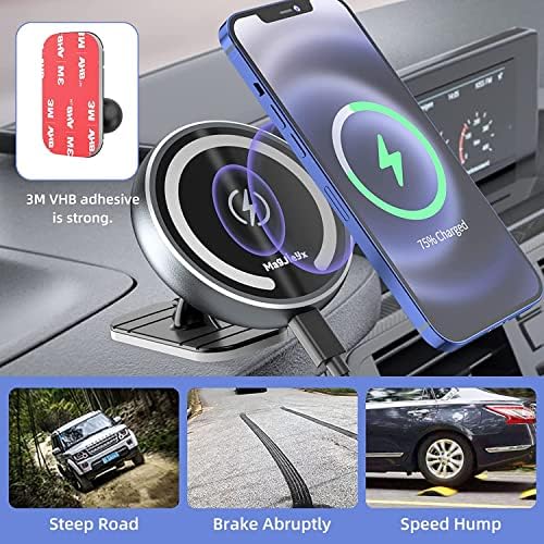 Mag Safe Car Mount Charger for i Phone 12-16 Pro, Pro Max, Plus & Mini – Fast 36 W QC 3.0 Wireless Charging with Strong Magnetic Hold for Dashboard and Vent – Sleek Dark Black Design for Ultimate Device Security and Accessibility on the Road