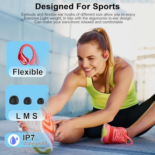 Ultimate Wireless Earbuds with Bluetooth 5.4 Technology – 75 Hours of Playtime, Superior Noise Cancellation, and Deep Bass for Unmatched Audio Experience – IP7 Waterproof Design with Secure Sport Earhooks for Active Lifestyles – Ideal for Gym Enthusiasts and Music Aficionados