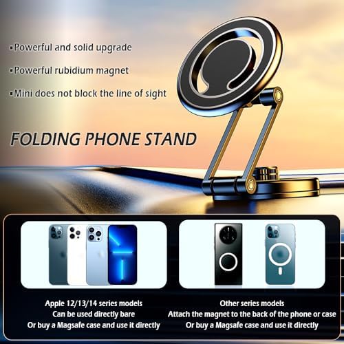 Salior Universal Magnetic Phone Holder for Car – 48 N50 Super Strong Magnets, 360-Degree Adjustable Mount for Ultimate Viewing Flexibility, Sleek Black Design, Effortless One-Handed Operation, Compatible with All Smartphones for Enhanced Driving Safety and Convenience