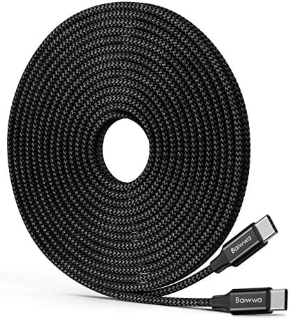 20 ft Braided USB C to C Charging Cable – Ultra-Durable 60 W Power Cord for Fast Charging, Compatible with Samsung Galaxy, Pixel, i Pad Pro/Air, Mac Book Pro/Air – Ideal for Hassle-Free Device Connectivity and Extended Reach