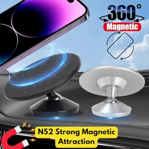 Sleek Silver Gym Magnetic Phone Holder – Dual Magnet Technology for Unmatched Grip, 360° Rotatable Design for Optimal Viewing Angles, Effortless Attachment to Metal Surfaces, Compatible with i Phone 12/13/14/15/16, Samsung & All Mag Safe Smartphones – Ultimate Portable Phone Mount for Distraction-Free Workouts