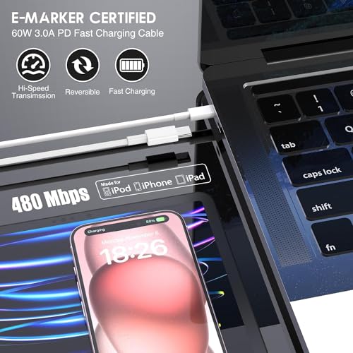 Ultra-Compact 20 W PD USB C Fast Charging Duo: Dual Wall Charger Set with High-Speed Cables for i Phone 16/15 & i Pad Compatibility – Streamlined Portability, Enhanced Safety Features, and Rapid Power Delivery for Everyday Use