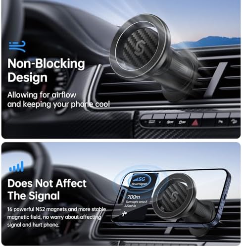 SYNCWIRE Mag Safe Air Vent Car Mount – Premium Magnetic Phone Holder for i Phone 16 Pro Max, 15, 14, 13, 12 – Hands-Free Navigation & Calls, Adjustable Viewing Angles, Secure Vent Clip Design, Sleek and Durable Accessory for Distraction-Free Driving