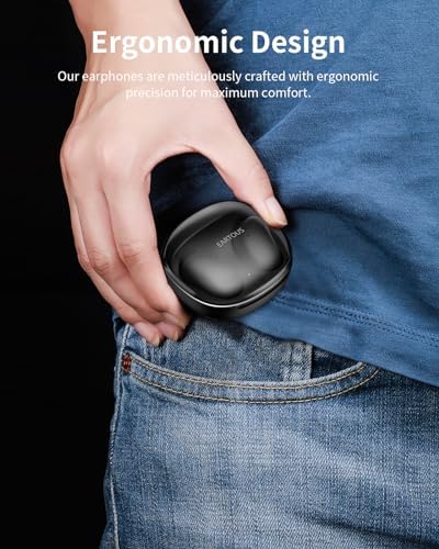 EARTOUS Bluetooth 5.3 Wireless Earbuds – Lightweight Stereo Headphones with 24-Hour Playtime, Ergonomic Comfort, and Superior Microphone Clarity for Seamless Work, Sleep, and Active Lifestyles