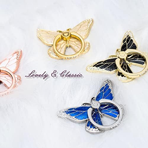 Glitter Butterfly Phone Ring Grip Holder – 360-Degree Rotating Kickstand for i Phone, Samsung Galaxy & Android – Stylish Rhinestone Design for Enhanced Durability and Comfort – Perfect Gift for Women and Girls – Secure Adhesive for Optimal Grip – Versatile Stand for Video Calls, Streaming & More