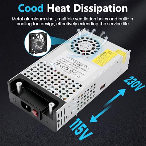 High-Performance 110 V AC to 12 V DC Power Supply Transformer – 50 A 600 W Switching Mode Adapter for CCTV Systems, 3 D Printers, and Security Equipment – Unmatched Efficiency and Broad Compatibility