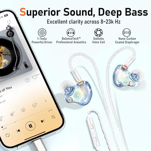 Unleash Exceptional Sound Quality with Vibes 202 MC USB-C Wired Earbuds: Premium Hi-Fi Audio, Advanced Noise Isolation, Ergonomic Comfort for i Phone 15/16 – Built-In Microphone for Effortless Communication & Durable Silver-Plated Cable – Includes Portable Case for On-the-Go Convenience