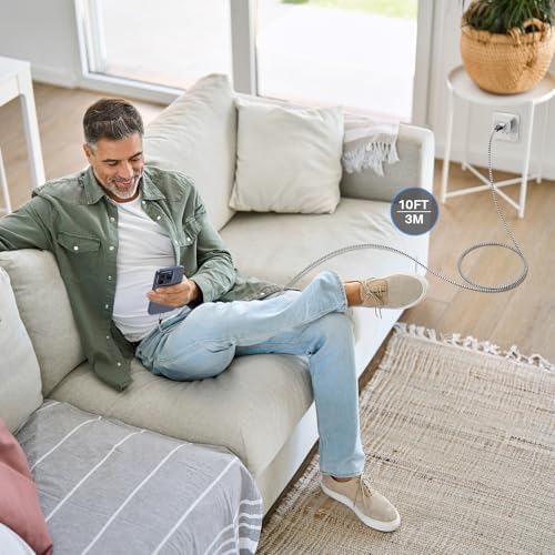 10 FT Braided USB-C Cable for High-Speed Data Transfer and Fast Charging – 10 Gbps USB 3.2 Gen 2 Type C Charger Cord Compatible with Oculus Quest 2, i Phone 16/15 Pro, Samsung Galaxy S23/S22/S21/S20, Moto G9, Pixel 8/7 – Durable and Versatile Connectivity Solution