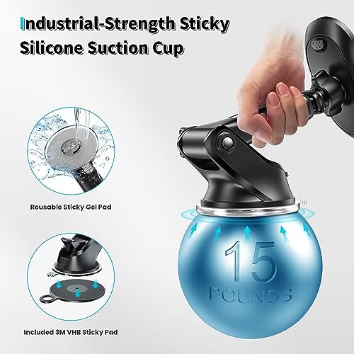 Ultimate APPS2 Universal Car Suction Cup Phone Mount – Secure Dashboard Holder for i Phone & Samsung – 360° Rotation, Sticky Gel Pad for Enhanced Stability – Effortless Installation & Hands-Free Navigation – Ideal for All Smartphone Models