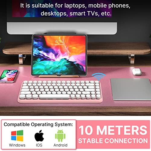 FELICON Retro Mini Wireless Bluetooth Keyboard – Portable 84-Key Typewriter Design for Android, i Pad, Windows & PC – Perfect Companion for Home & Office with Enhanced Compatibility and Rechargeable Battery