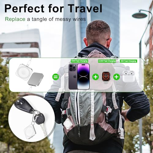 All-in-One AICase Mag Safe 3-in-1 Charger: Ultimate Travel Companion for i Phone, Apple Watch & Air Pods – Fast Wireless Charging with Dual USB-C & Lightning Ports, Magnetic Design Enhancing Compatibility for i Phone 12-16 Pro Max