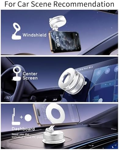 2025 Upgraded Vacuum Magnetic Phone Holder, Car Phone Holder for Magsafe [89+LBS Suction & 2800gf Magnetic] Suction Cup 360° Adjustable Phone Mount Car Truck Accessories for Women Men – Enhanced Compatibility and Speed