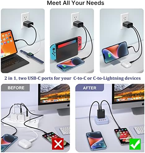 20 W Dual USB-C Fast Charger Block – Compact 2-Port Power Adapter for i Phone 16 Series, i Pad & Samsung Galaxy – Travel-Friendly Wall Charger with Enhanced Safety Features for Rapid Device Charging