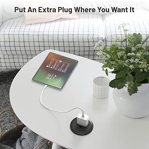 Revolutionary Mini Desktop Power Hub Grommet with 6.56 FT Extension Cord – Sleek Recessed Outlet for Effortless Charging of Laptops, Smartphones, and More – Ideal Desk Accessory for Clutter-Free Workspaces and Enhanced Device Compatibility