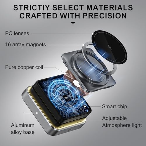 Revolutionary 2025 3-in-1 Magnetic Wireless Charging Station with Adjustable Night Light – Ultimate Portable Charger for i Phone 12-16, Apple Watch, & Air Pods – Enhanced Safety, Foldable Design, and Quick Charge Adapter Included for Seamless Device Power-Up