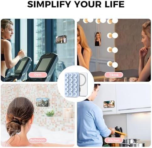 AHASTYLE Silicone Suction Phone Case Stand for iPhone 16/15/14/13/12 Series, Magnetic Suction Cup Phone Mount for iPhone MagSafe Phone Case, Mirror Shower Phone Holder, for TikTok Videos and Selfies – Enhanced Compatibility and Speed