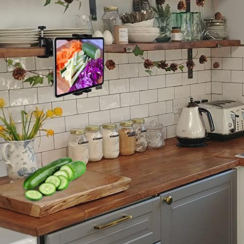 Elevate Your Workspace with the 360° Adjustable Aluminum Alloy Tablet Mount – Universal Kitchen Holder for i Pads, e-Readers, and Phones (4.7″ to 12.9″) – Sturdy Design for Hands-Free Cooking, Reading & Video Calls – Ideal for Desks, Tables, and Chairs