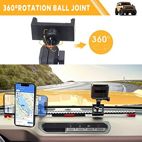 BESTAOO Premium Adjustable Dash Phone Mount for 2021-2025 Ford Bronco – Essential Driver-Side Cell Phone Holder for Effortless Navigation & Communication – Superior Stability with Universal Smartphone Compatibility