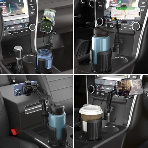 Wireless Car Charger Phone Mount Cup Holder, 3 in 1 15W Fast Charging Auto Clamping Cup Holder Expander for Car, Phone Holders for Your Car CupHolder Wireless Charger Compatible for All Smartphones – Enhanced Compatibility and Speed