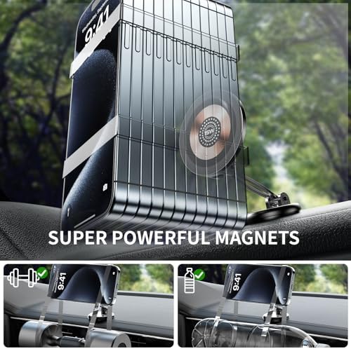 Mag-Safe Car Mount Charger: 15 W Wireless Fast Charging Phone Holder with 360° Rotation – Durable Zinc Alloy Design for Hands-Free Navigation and Enhanced Compatibility with All Devices