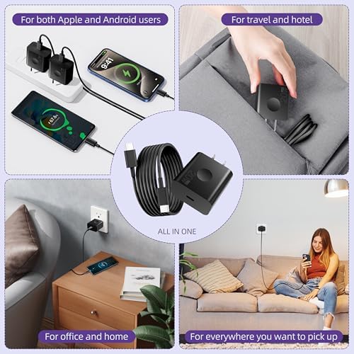 20 W USB-C Fast Charging Block with 5 ft Cable – Ultimate Power Solution for i Phone 16/15 & Samsung Galaxy S23/S22/S21/S20 – Portable 4-Pack for Home and Travel Efficiency and Universal Compatibility