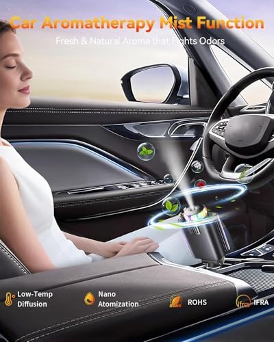 Transform Your Drive with a Multi-Port Retractable Car Charger & Air Freshener Diffuser – Fast USB-C Charging with Star Lights for i Phone & More – Ultimate Car Accessory for Enhanced Ambiance and Organization