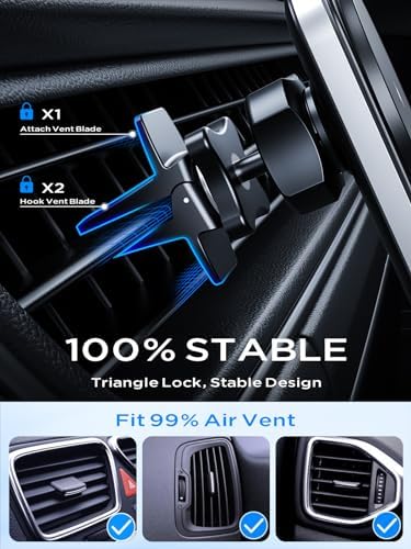 Hinyx 15 W Magnetic Wireless Car Charger for Mag Safe – Fast Charging Phone Mount Compatible with i Phone 15/14/13/12/11 Pro Max, Samsung, Google, LG – Secure Vent & Dash Holder for Effortless Navigation and Music Control