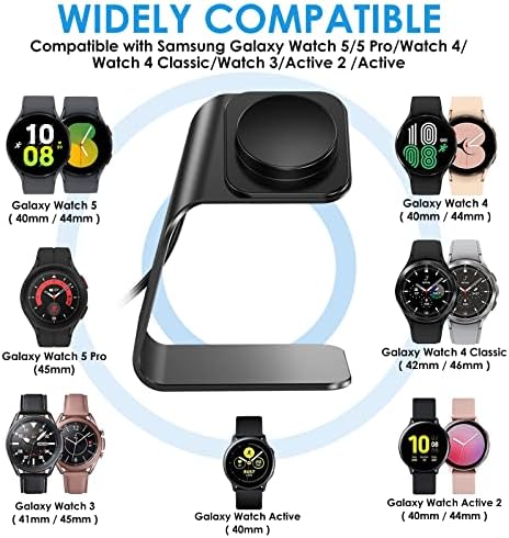 NANW Fast Charging Dock for Samsung Galaxy Watch Series 7, 6, 5 Pro, 4, 3 & Active 2 – Sleek USB Charger Stand with Enhanced Compatibility, Non-Slip Stability, and Portable Design for Effortless Power-Up and Smartwatch Organization