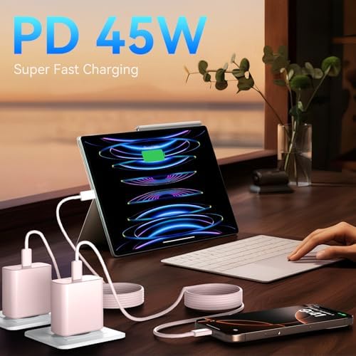 Elevate Your Charging Experience with the 45 W Super Fast USB-C Charger and 6.6 FT Cable – Optimal for i Phone 16 Pro Max, i Pad, and Android Devices – Compact, High-Efficiency Power Adapter with Advanced Safety Features for On-the-Go Users