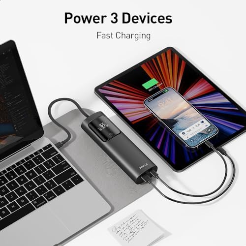 Revolutionize Your Charging Experience with the i WALK 20,000 m Ah Laptop Power Bank – 65 W Multi-Device Fast Charger Featuring Built-in USB-C Cable for Mac Book, i Phone 15/14/13/12, HP, Samsung & Steam Deck – Unmatched Portability and Performance