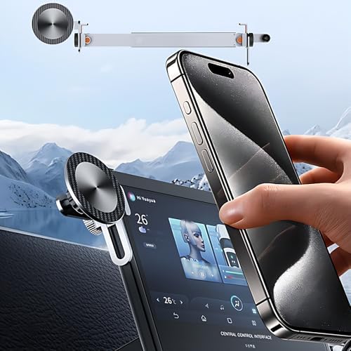 Tesla Car Mount (Single Magnetic Head) for Tesla Phone Holder Model Y & 3 Adjustable Aluminum Dashboard Stand, Tesla Phone Holder Compatible with iPhone 12-16 Series – Enhanced Compatibility and Speed