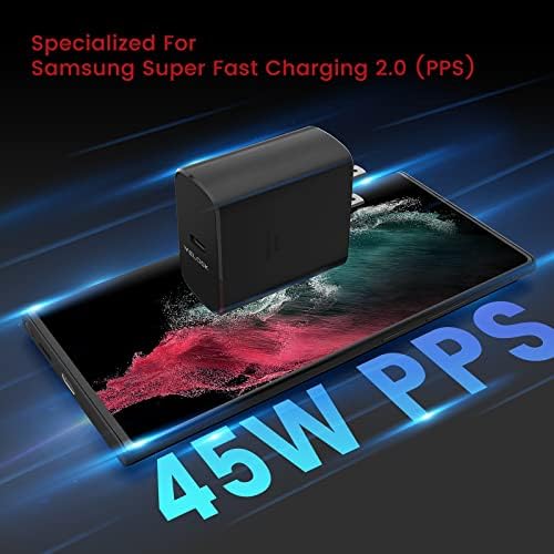 45 W USB-C Super Fast Charger for Samsung Galaxy Devices – Dual Pack with 6.6 ft Cable, Enhanced PPS/PD Wall Adapter for S25, S24, S23 Ultra, S22 Plus, and Galaxy Tab 8 – Ultimate Fast Charging Solution for Smartphones and Tablets