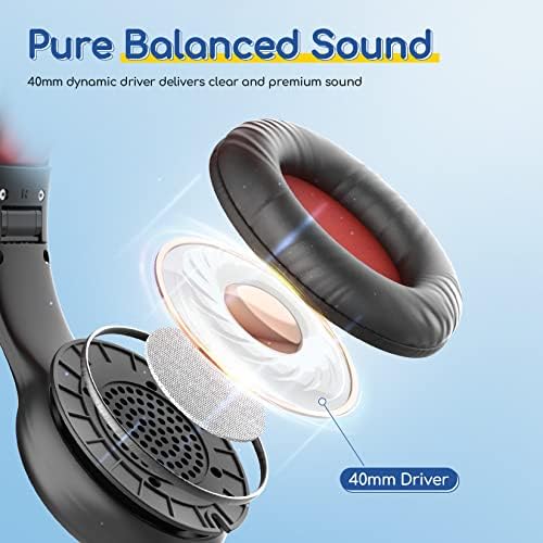 Kid-Friendly Foldable Wired Headphones with Microphone – Volume Limiting Safety (85/94 d B) for Hearing Protection, Share Port for Collaborative Audio, Ideal for Tablets, PCs, and School Use – Enhanced Type C Compatibility for Optimal Sound Quality and Comfort