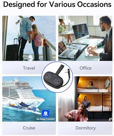 ORICO PD20 W Travel Power Strip – Ultra-Compact Power Hub with 4 AC Outlets & 3 Fast-Charging USB Ports (1 USB-C) – 4 FT Flat Plug for Seamless Business Travel & Cruise Essentials – Ultimate Device Compatibility & Portability in Sleek Black Design