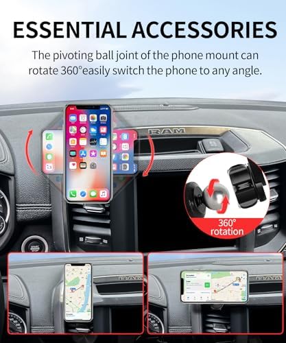 Dodge RAM 1500/2500/3500 Car Phone Holder: 360° Rotating Mag Safe-Compatible Mount for Seamless Navigation, Non-Damaging Install, Air Vent Safe Cell Phone Cradle for 2019-2024 Models