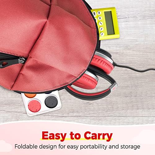 Rockpapa HS20 Kids Wired Headphones – Super Lightweight & Foldable Design with Integrated Microphone, Perfect for School, Travel & Entertainment – Compatible with Tablets & Smartphones, Stylish Black & Orange for Ages 3-15, Ideal for Learning, Play, and Hands-Free Communication