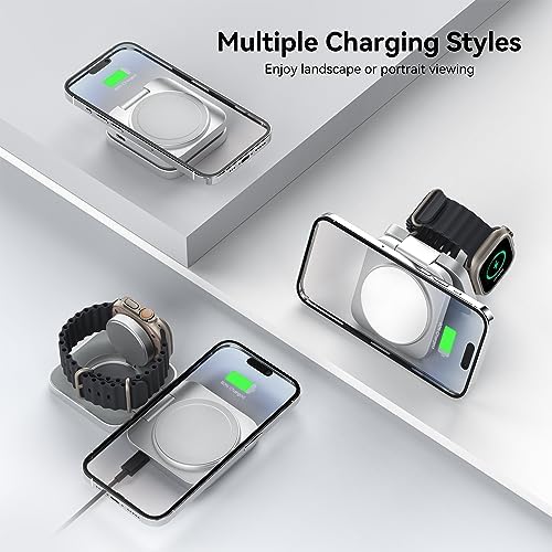 LULULOOK Portable 2-in-1 Wireless Charging Pad – Ultra-Sleek Aluminum Fast Charger for i Phone, Air Pods & Apple Watch – Compact Foldable Design for Travel & Home Use – Rapid 5 W Power Delivery for i Phone 12 to 16 Series – Effortless Charging Solution for Modern Lifestyles