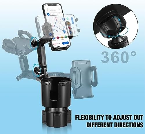 Universal 2-in-1 Cup Holder Phone Mount with Long Arm – 360° Rotatable Design for Hands-Free Use in Your Car, Compatible with All Smartphones – Enhanced Stability and Convenience for Safe Driving