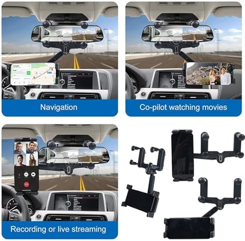 Transform Your Driving Experience with the 360° Rotatable Car Phone Mount – Innovative Rear View Mirror Holder for i Phone, i Pad, Samsung Z Fold & All Foldable Devices – Effortless Installation, Unmatched Stability, and Multifunctional Design for Ultimate Road Convenience
