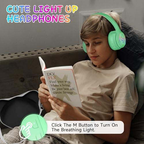 IFECCO Wireless Kids Bluetooth Cat Ear Headphones – Fun Light-Up Design with Volume Limiting Feature, Built-in Microphone, and Foldable Portability for Travel and Learning – Ultimate Gift for Young Music Enthusiasts