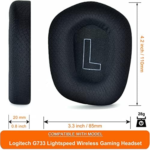 Upgrade Your Logitech G733 Gaming Headset with Defean Replacement Ear Cushions – Comfort-Enhanced Noise Isolation Foam & Breathable Mesh Fabric, Gray Earpads for Superior Audio Experience and Long-lasting Durability