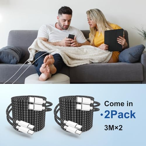 USB C to C Charging Cable 10ft, 60W Fast Type C to C Charger Cord Long for Apple iPhone 15 Pro Max/16 Pro/15 Plus/15 Pro, MacBook Pro 2021/2020/2019/2018,iPad 12.9/11 inch/Mini/Air 5/4,Samsung-Red – Enhanced Compatibility and Speed