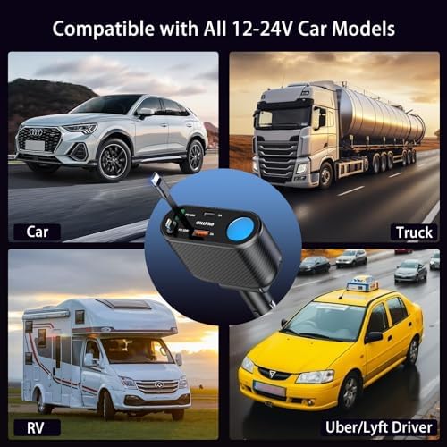 OHLPRO 168 W Retractable Car Charger Adapter – 5-in-1 Fast Charging Solution with Universal USB-C & USB i Ports, Built-in Replaceable Fuse for Enhanced Safety, Ideal for Smartphones, Tablets, GPS & More – Compact Design for Effortless Storage and Convenience