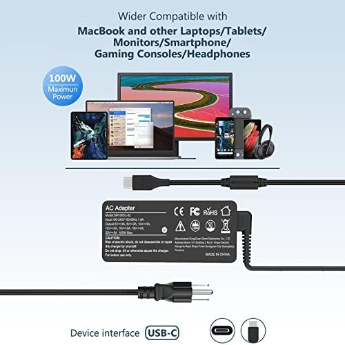 High-Efficiency 100 W USB-C Power Adapter with 7.7 ft Cable – Fast Charger for Mac Book Pro/Air, i Pad Pro & Universal USB-C Devices – Smart Device Recognition & Advanced Safety Features – Overcurrent, Over-voltage & Overheat Protection – Ultimate Charging Performance for HP, Dell, Lenovo, Asus Laptops and More – 30-Day Refund & 12-Month Warranty Included
