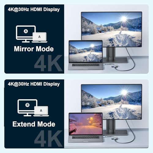 Elevate Your Workflow with the USB C to Dual HDMI Adapter – Ultimate Type C HDMI Splitter for Dual Monitor Setups, Featuring Fast USB 3.0 Hub and 100 W Power Delivery for Mac Book, Dell XPS, HP, Surface & Chromebook – Ideal for Multitasking and Professional Use