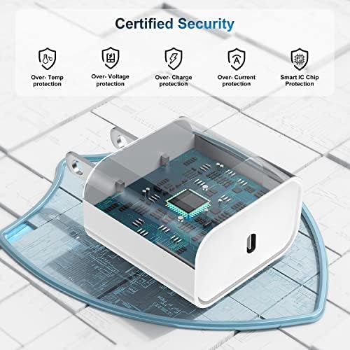 Ultra-Fast 20 W USB-C Charger with 6-Foot Lightning Cable – Convenient 3-Pack for i Phone 14/13 Pro, Ideal for Home and Travel – Superior Durability and Extended Reach for Effortless Charging Anytime